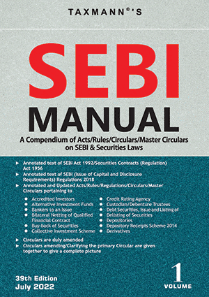 Taxmann SEBI Manual with Sebi Case Laws Digest (Set of Three Volumes) by Taxmann – 39th Edition July 2022